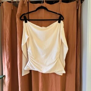 Abercrombie & Fitch Cream Ruched Long Sleeve Blouse